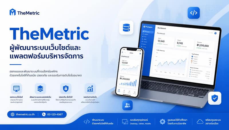 เกี่ยวกับ TheMetric — ผู้พัฒนาระบบเว็บไซต์และแพลตฟอร์มบริหารจัดการ